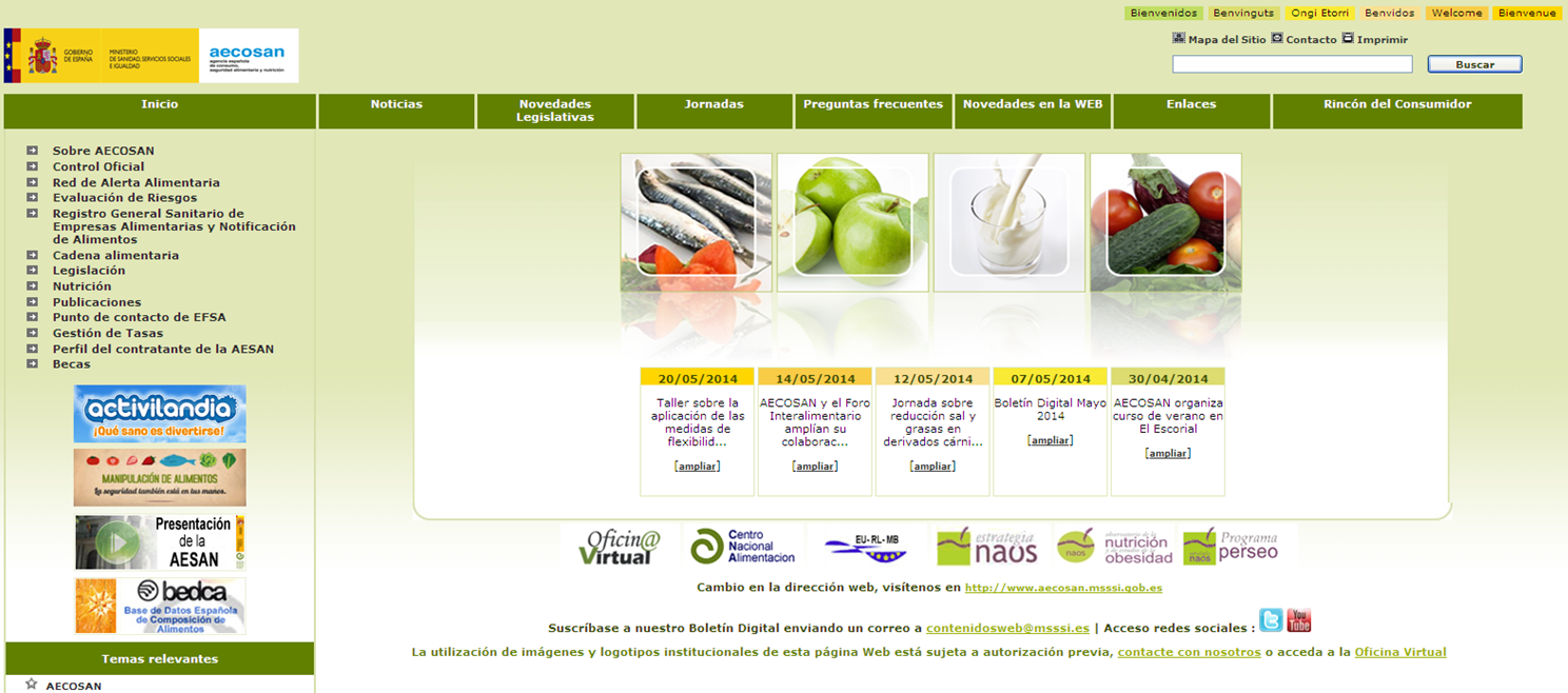 Agencia Española de Consumo, Seguridad Alimentaria y Nutrición 